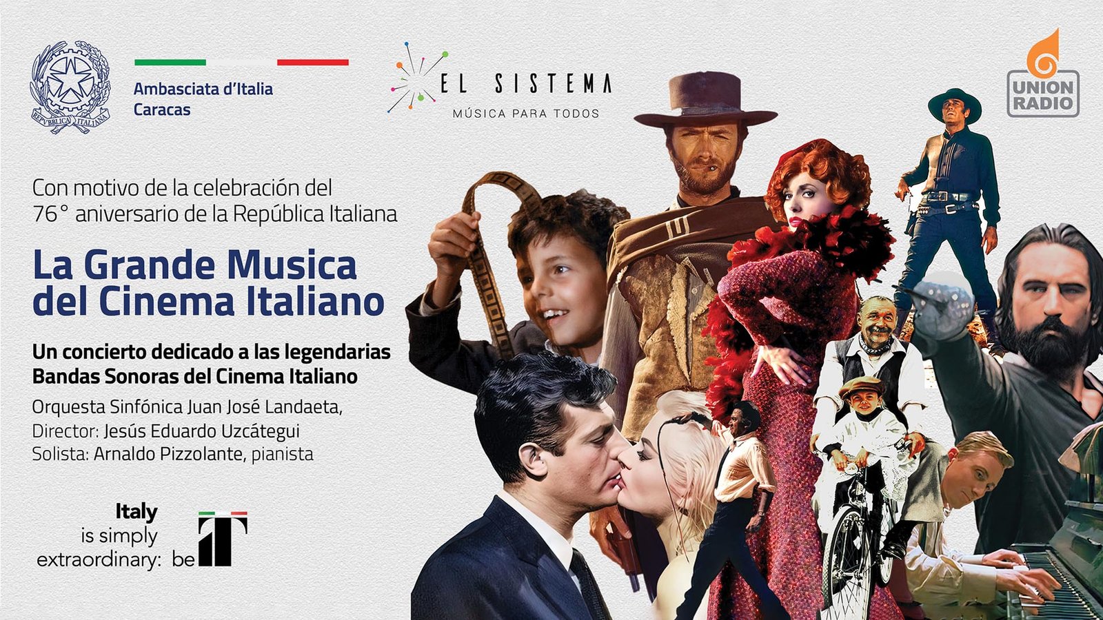 La Festa della Repubblica se celebrará en Venezuela con bandas sonoras legendarias del cine italiano