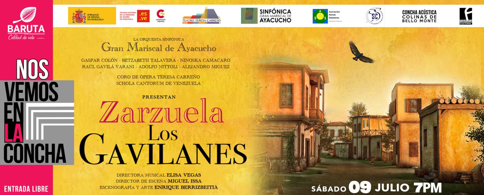 Zarzuela “Los Gavilanes” se presentará el 9 de julio en la Concha Acústica de Bello Monte